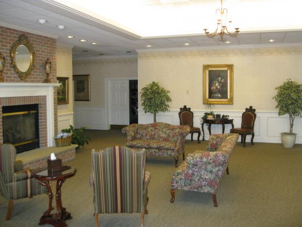 The main sitting area in our lobby is warm and inviting.